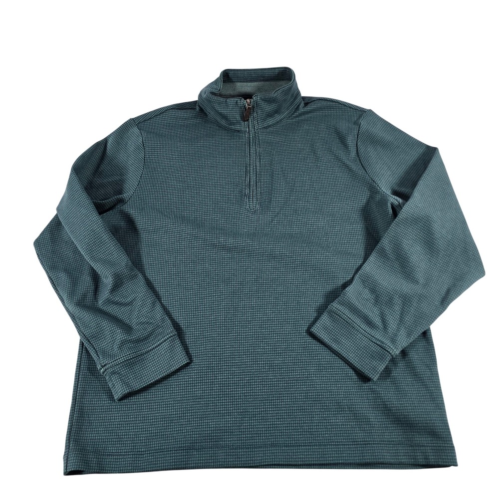 Vineyard Vines OTG Bluffs Quarter-Zip Pullover Green Houndstooth Mens Large